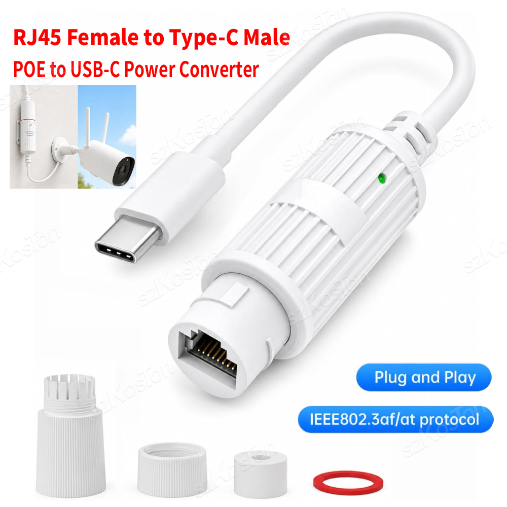 Outdoor Usb Power Adapter - POE-USB-C 전원 변환기 RJ45 암-타입-C 수