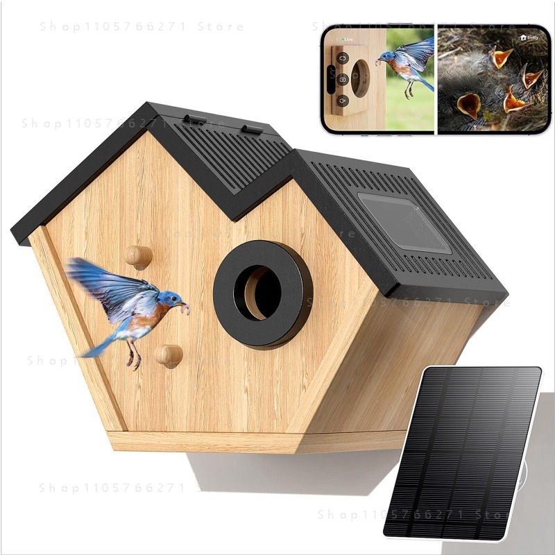 카메라가 장착된 스마트 새집, 태양광 무선 야외 조류  - Outdoor Power House 리뷰 및 가격