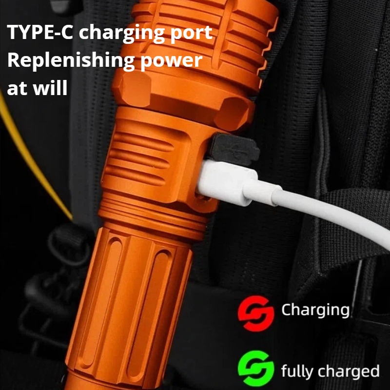 강력한 조명 LED 손전등 줌 가능 TYPE-C 충전식 - Outdoor Power For Lights 리뷰 및 가격
