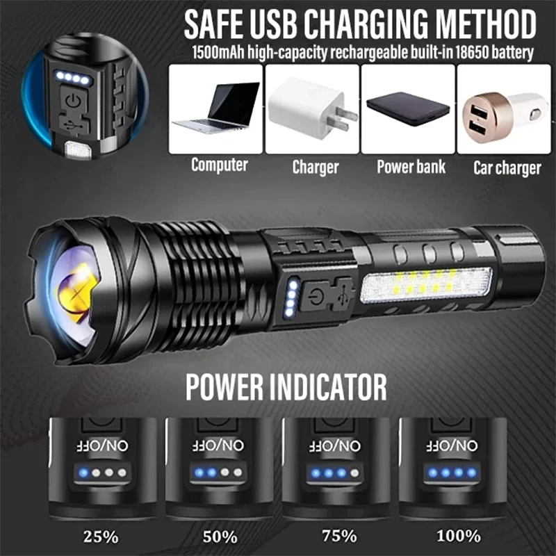 강력한 LED 손전등 충전식 캠핑 라이트(사이드 라이트 - Outdoor Power For Lights 리뷰 및 가격