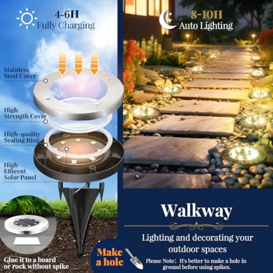 태양광 지상등 태양광 조명 야외 방수 8 LED 태양열 - Outdoor Power For Lights 리뷰 및 가격
